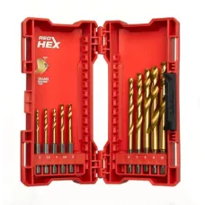Набор сверл по металлу с хвостовиком 1/4'' Hex Milwaukee RED HEX HSS-TiN (10 шт) (3-10мм) (замена для 48894759) (Арт. 4932493865)