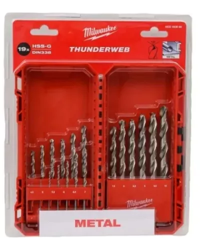 Набор сверл по металлу DIN 338 Milwaukee THUNDERWEB HSS-G (19 шт) (1-10мм) (замена для 4932352374) (Арт. 4932493869)