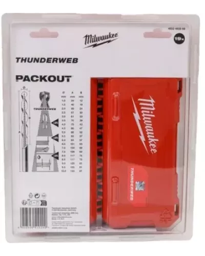 Набор сверл по металлу DIN 338 Milwaukee THUNDERWEB HSS-G (19 шт) (1-10мм) (замена для 4932352374) (Арт. 4932493869)