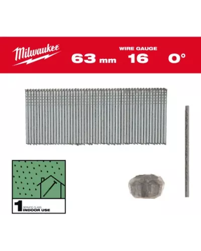 Гвозди для нейлера 16G/0°/63мм/G/SC1 (2500шт/уп) (Арт. 4932498317)