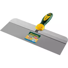 KRAFTOOL  350 мм, широкое полотно, алюминиевая направляющая, двухкомпонентная ручка, нержавеющий, фасадный шпатель (10036-350)