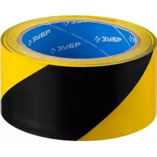 ЗУБР 50 мм х 25 м, желто-черная, разметочная клейкая лента (скотч) 12249-50-25 Профессионал