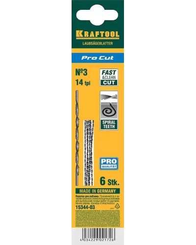 KRAFTOOL 130 мм, 6 шт., полотна спиральные для лобзика 15344-03