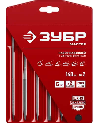 ЗУБР  6 шт, 140 мм, Набор надфилей (16053-H6)