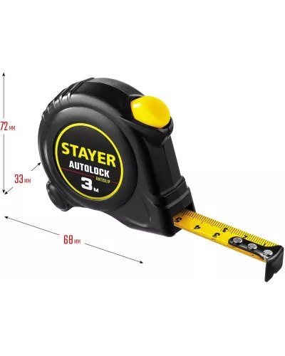 STAYER  AutoLock, 3 м х 16 мм, рулетка с автостопом (2-34126-03-16_z02)