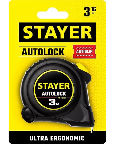STAYER  AutoLock, 3 м х 16 мм, рулетка с автостопом (2-34126-03-16_z02)