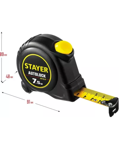 STAYER 7.5 м х 25 мм, с автостопом рулетка 2-34126-07-25_z02