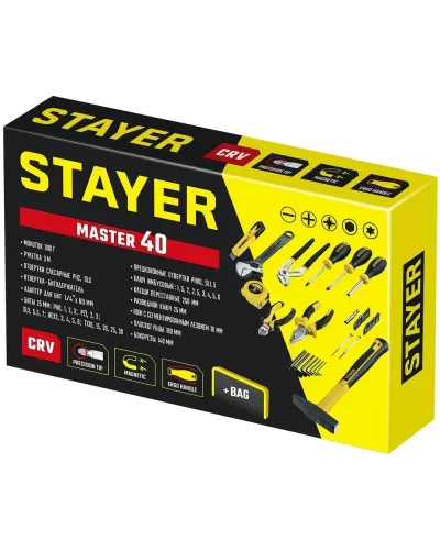STAYER Master-40, 40 предм., универсальный набор инструмента для дома (22052-H40)