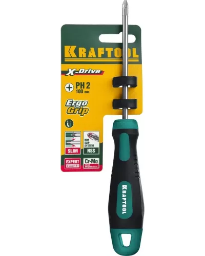KRAFTOOL PH2х100 мм, отвертка слесарная 250072-2-100