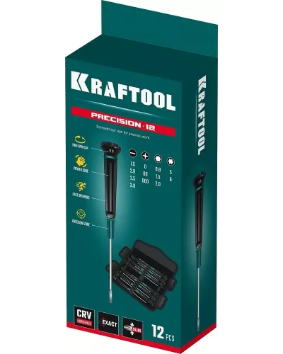 KRAFTOOL  Precision-12, 12 предм., для точных работ, набор отверток (25689)