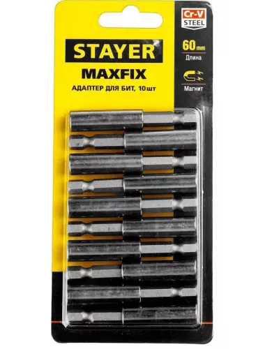STAYER 60 мм, 10 шт., адаптер для бит магнитный MAXFIX 2670-60-10