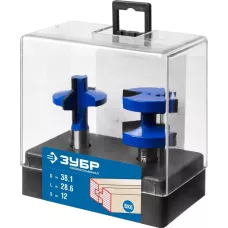 ЗУБР рабочая длина-28,6 мм, хв.-12 мм, D=38,1 мм, набор фрез пазо-шиповых 28731-38.1-H2