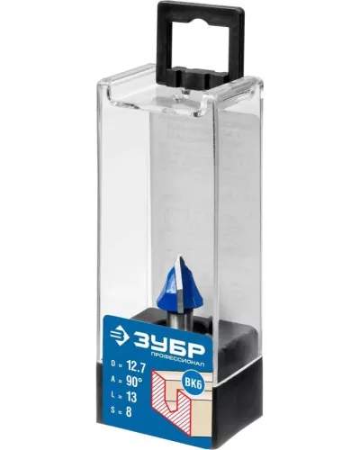 ЗУБР 12.7 x 13 мм, угол 90°, фреза пазовая галтельная V-образная 28752-12.7 Профессионал