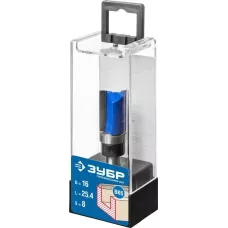 ЗУБР 15.8 x 26 мм, хвостовик 8 мм, фреза пазовая прямая с верхним подшипником 28756-15.8-26 Профессионал