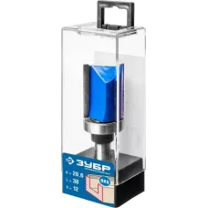 ЗУБР 28.6 x 38 мм, хвостовик 12 мм, фреза пазовая прямая с верхним подшипником 28756-28.6-38-12 Профессионал