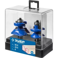 ЗУБР рабочая длина-28, 6 мм, хв.-8 мм, d-16 мм, D= 50 мм, набор фрез для вагонки 28770-50-H2