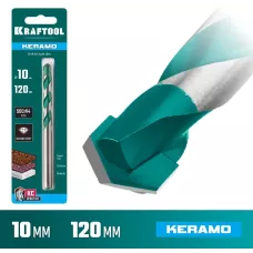 KRAFTOOL 10 х 120 мм, cверло по керамограниту с твердосплавной пластиной KERAMO 29175-120-10