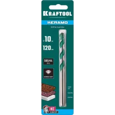 KRAFTOOL 10 х 120 мм, cверло по керамограниту с твердосплавной пластиной KERAMO 29175-120-10