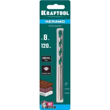KRAFTOOL 8 х 120 мм, cверло по керамограниту с твердосплавной пластиной KERAMO 29175-120-8