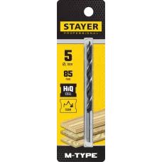 STAYER d=5 х 85/45 мм, М-образная заточка, сталь HCS, спиральное сверло по дереву "M-type" 2942-085-05_z02