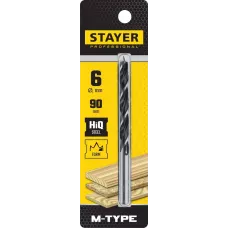 STAYER d=6 х 90/50 мм, М-образная заточка, сталь HCS, спиральное сверло по дереву "M-type" 2942-090-06_z02