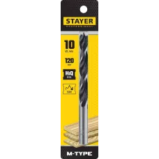 STAYER d=10 х 120/75 мм, М-образная заточка, сталь HCS, спиральное сверло по дереву "M-type" 2942-120-10_z02