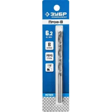ЗУБР Ø 6.2 x 101 мм, сталь Р6М5, класс В, сверло по металлу 29621-6.2 Профессионал