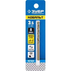 ЗУБР Ø 3.5 x 70 мм, сталь Р6М5К5, класс А, сверло по металлу КОБАЛЬТ 29626-3.5 Профессионал