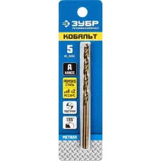 ЗУБР Ø 5 x 86 мм, сталь Р6М5К5, класс А, сверло по металлу КОБАЛЬТ 29626-5 Профессионал
