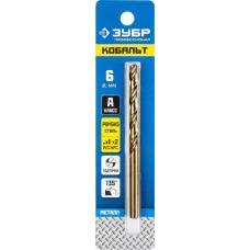 ЗУБР Ø 6 x 93 мм, сталь Р6М5К5, класс А, сверло по металлу КОБАЛЬТ 29626-6 Профессионал