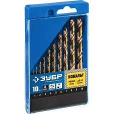 ЗУБР 10 шт. (Ø 1-10 мм), класс А, Р6М5К5, набор сверл по металлу 29626-H10_z01 Профессионал
