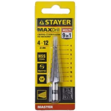 STAYER 4-12 мм, 9 ступеней, HSS, сверло ступенчатое 29660-4-12-9 Master