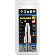 ЗУБР  4-12 мм, 9 ступеней, кобальтовое покрытие, сверло ступенчатое 29672-4-12-5_z01 Профессионал