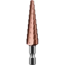 ЗУБР  4-12 мм, 9 ступеней, кобальтовое покрытие, сверло ступенчатое 29672-4-12-9_z01 Профессионал