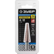 ЗУБР  4-12 мм, 9 ступеней, кобальтовое покрытие, сверло ступенчатое 29672-4-12-9_z01 Профессионал