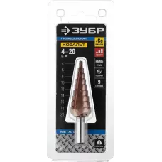 ЗУБР  4-20 мм, 9 ступеней, кобальтовое покрытие, сверло ступенчатое 29672-4-20-9_z01 Профессионал