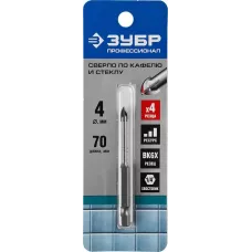 ЗУБР  4 мм, 4-х резцовый, длина 70 мм, шестигранный хвостовик, сверло по стеклу и кафелю 29845-04_z01