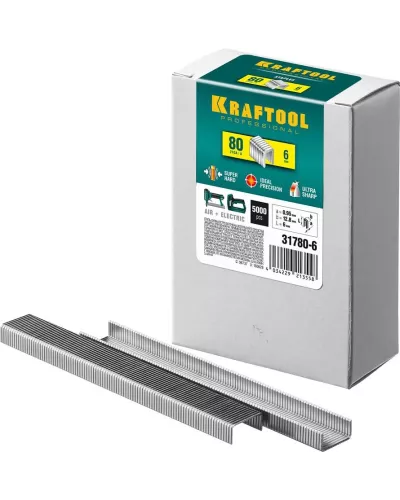 KRAFTOOL скобы тип 80, 6 мм, скобы для степлера 31780-6