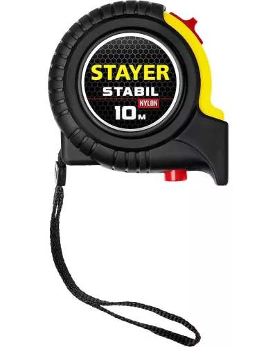 STAYER 10 м х 25 мм, ударостойкий, обрезиненный корпус, два фиксатора, рулетка 34131-10_z02 Professional