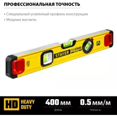 STAYER 400 мм, 3 глазка, точность 0.5 мм/м, уровень магнитный PRO STABIL MAGNET 3480-040