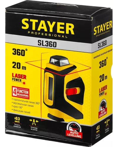 STAYER 20 м, линейный лазерный нивелир SL360 34962 Professional