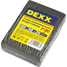 DEXX 100х68х26мм, Р180, четырехсторонняя, AL2O3 средняя жесткость, губка шлифовальная 35637-180