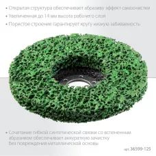 KRAFTOOL 125 х 22.2 мм, Круг полимерно-шлифовальный синтетический абразивный (36599-125)