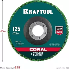 KRAFTOOL 125 х 22.2 мм, Круг полимерно-шлифовальный синтетический абразивный (36599-125)