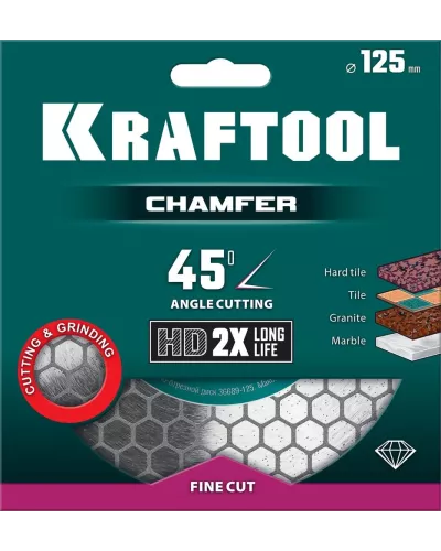 KRAFTOOL  CHAMFER 125 мм (22.2 мм, 25х1.6 мм) Шлифовально-отрезной алмазный диск (36689-125)