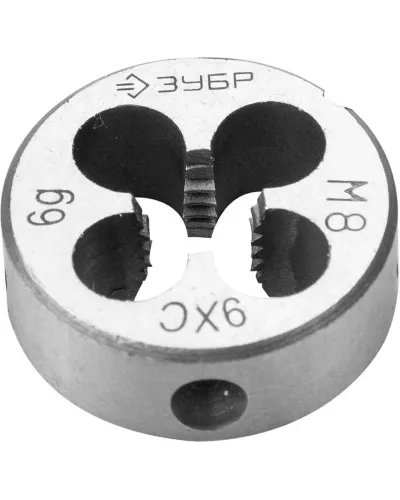 ЗУБР М8 x 1.0 мм, 9ХС, круглая ручная, плашка 4-28022-08-1.0