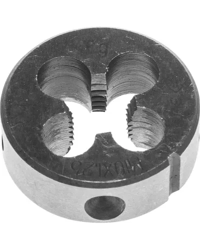 ЗУБР М10 x 1.25 мм, 9ХС, круглая ручная, плашка 4-28022-10-1.25