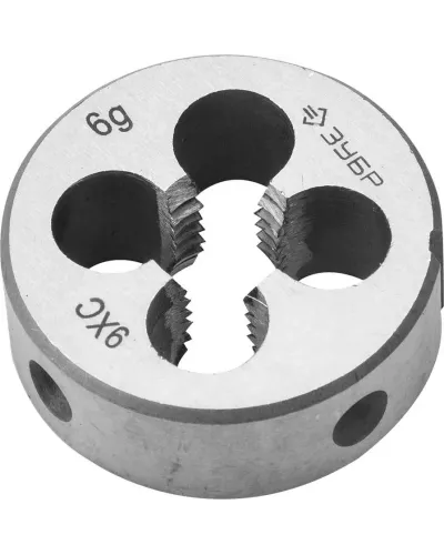 ЗУБР М10 x 1.5 мм, 9ХС, круглая ручная, плашка 4-28022-10-1.5