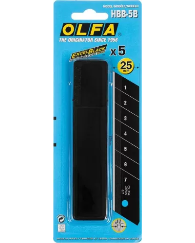 OLFA 25 мм, 5 шт., лезвия сегментированные EXCEL BLACK OL-HBB-5B