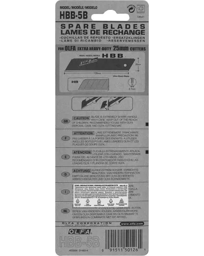 OLFA 25 мм, 5 шт., лезвия сегментированные EXCEL BLACK OL-HBB-5B